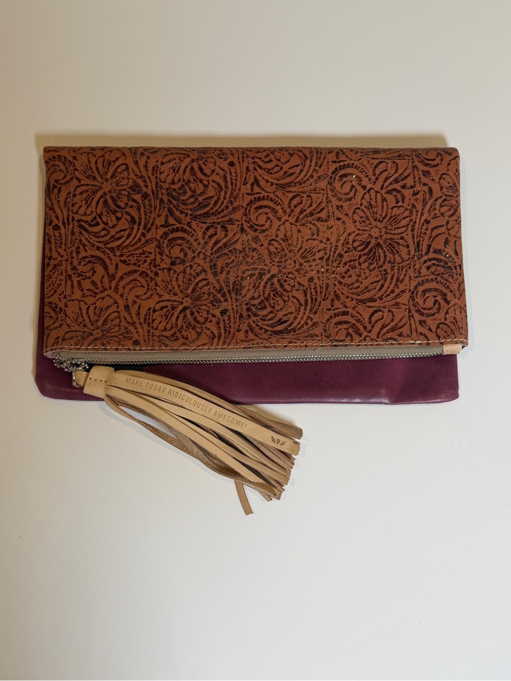 Consuela Sally Fold-Over Leather Clutch Pouch NWT